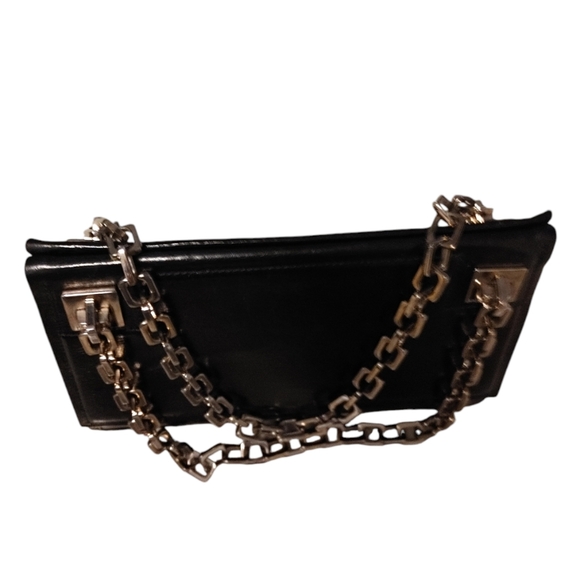 Vintage Bally Black Leather Silver Chain Shoulder Bag - Picture 3 of 13